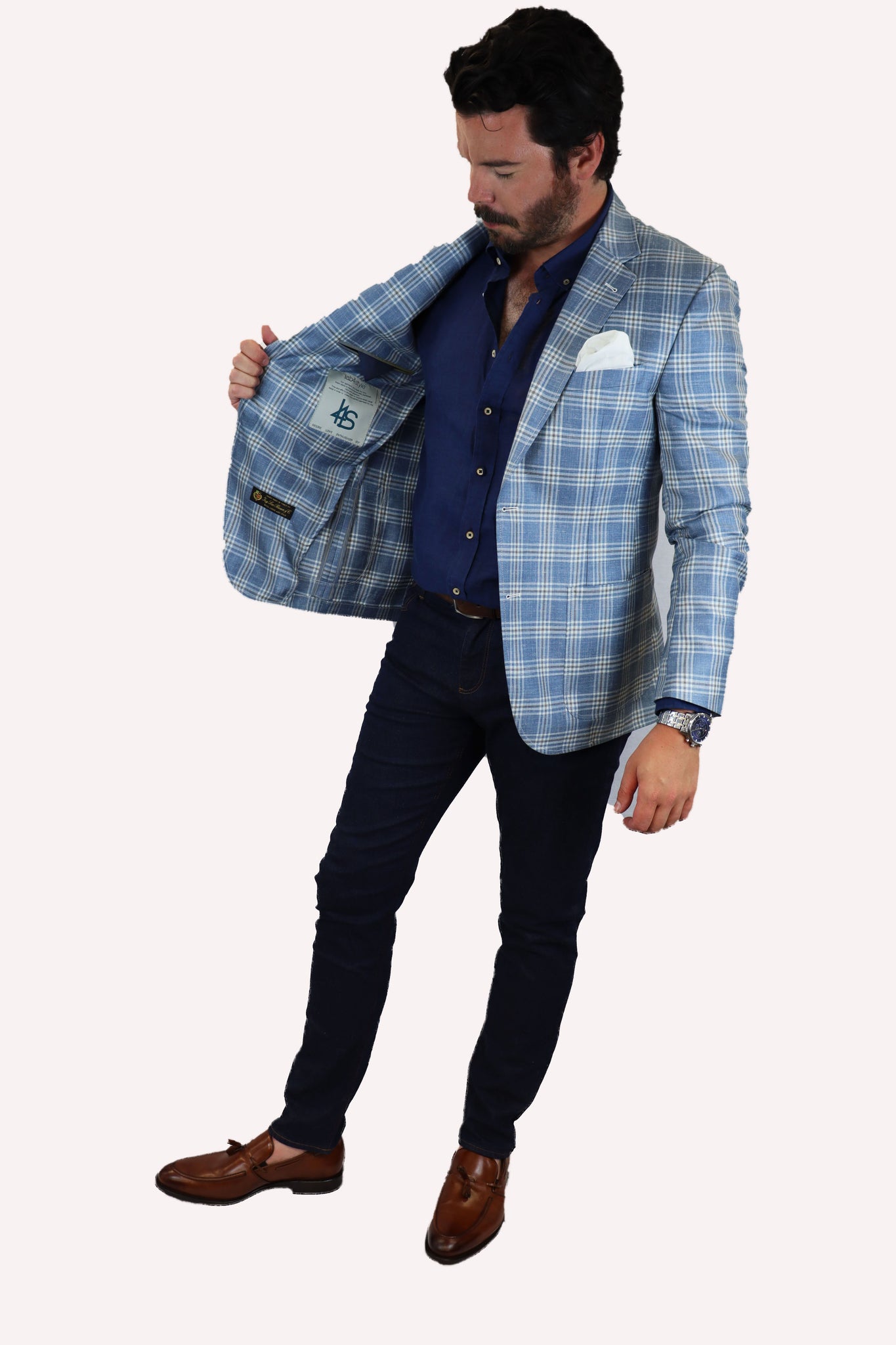 Feraud Loro Piana Wool and Silk Check Jacket
