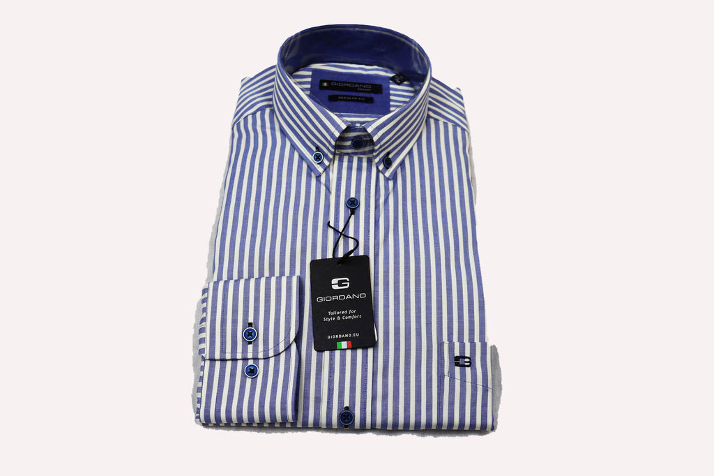 Giordano Regular Fit Blue and Yellow Stripe