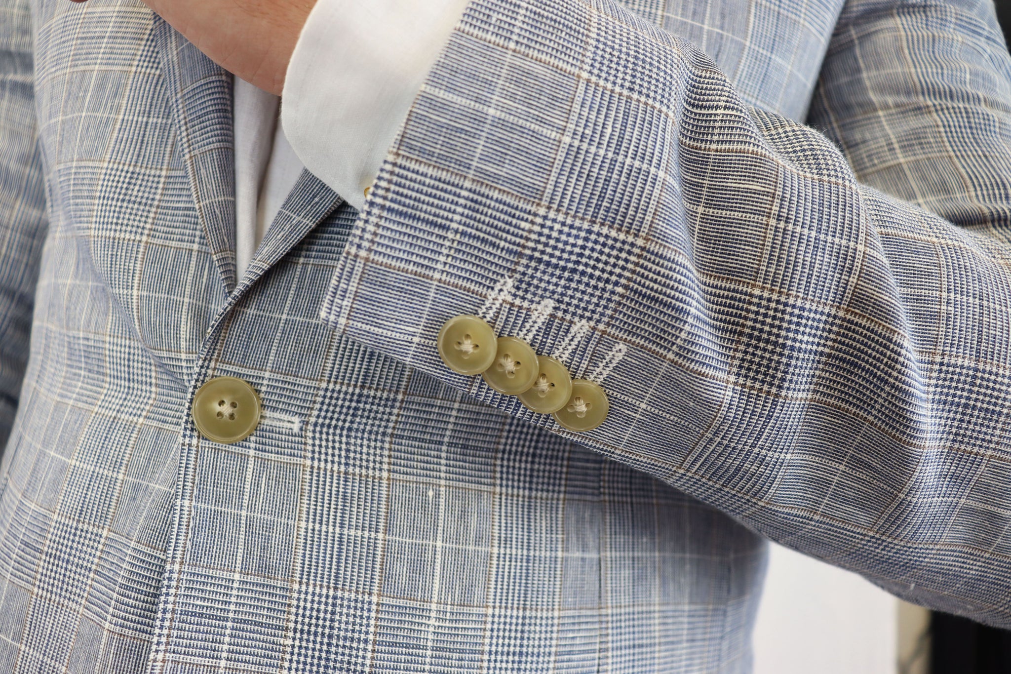 Feraud Wool & Linen Light Grey Check Jacket