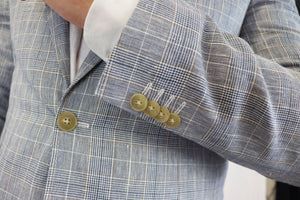 Feraud Wool & Linen Light Grey Check Jacket