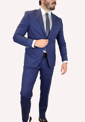 Feraud Slim Navy Narrow Pinstripe Fine Wool Suit