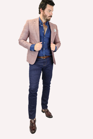Feraud Soft Red Wool and Silk Loro Piana Jacket