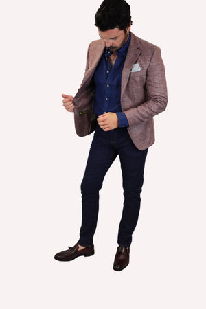 Feraud Soft Red Wool and Silk Loro Piana Jacket