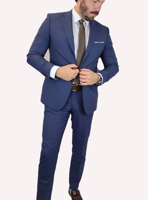 Feraud Gingham Blue Fine Wool Suit