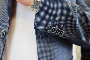 Feraud Unstructured Casual Birdseye Mid-Blue Jacket