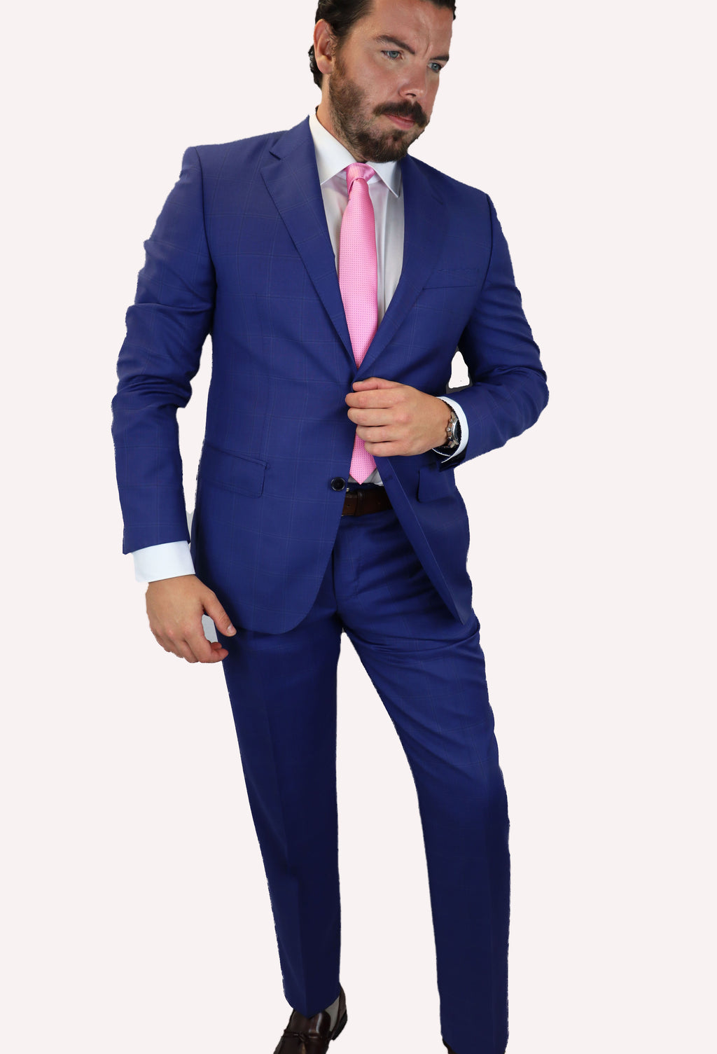 Feraud Reda Royal Blue Check Super 130s Half Canvassed Fine Wool Suit